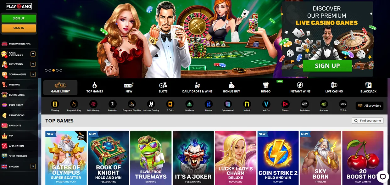 PlayAmo Top Casino Games